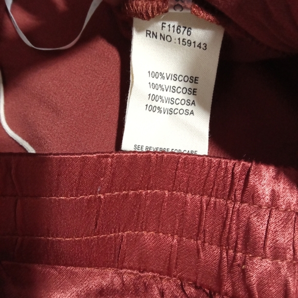 FRNCH Paris Women's Elastic Pull On Pocket Rust Brown Wide Leg Pants Size XL - Picture 5 of 9